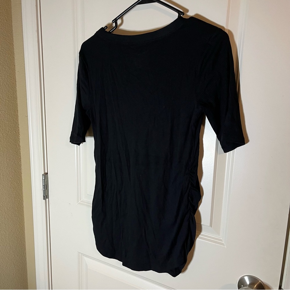 Isabel Maternity Black Ribbed Top - Picture 4 of 5